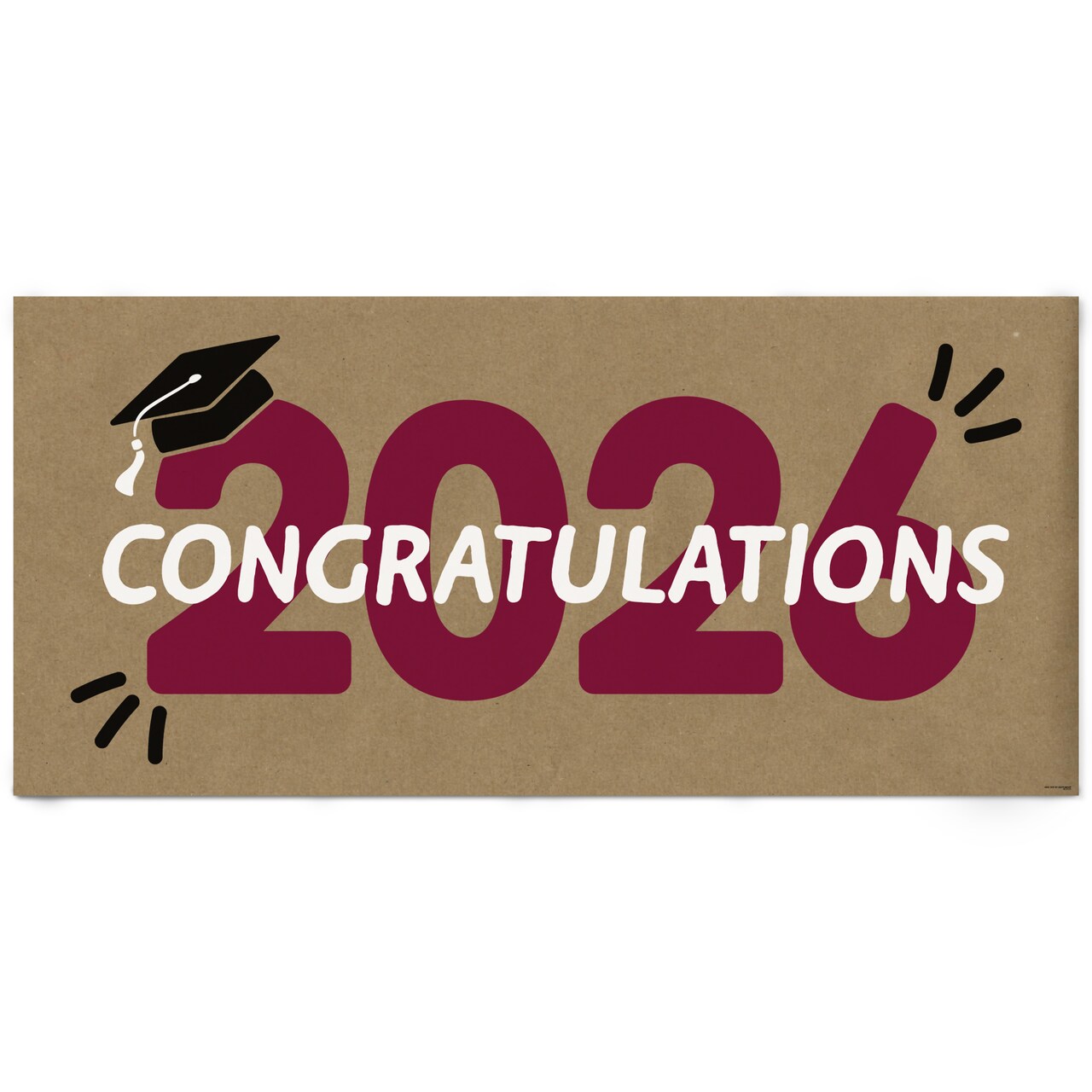 Big Dot of Happiness Maroon Class of 2026 Graduation Kraft Paper Banner, Congratulations 2026 Printed Brown Paper Party Sign Decoration – 1 Count
